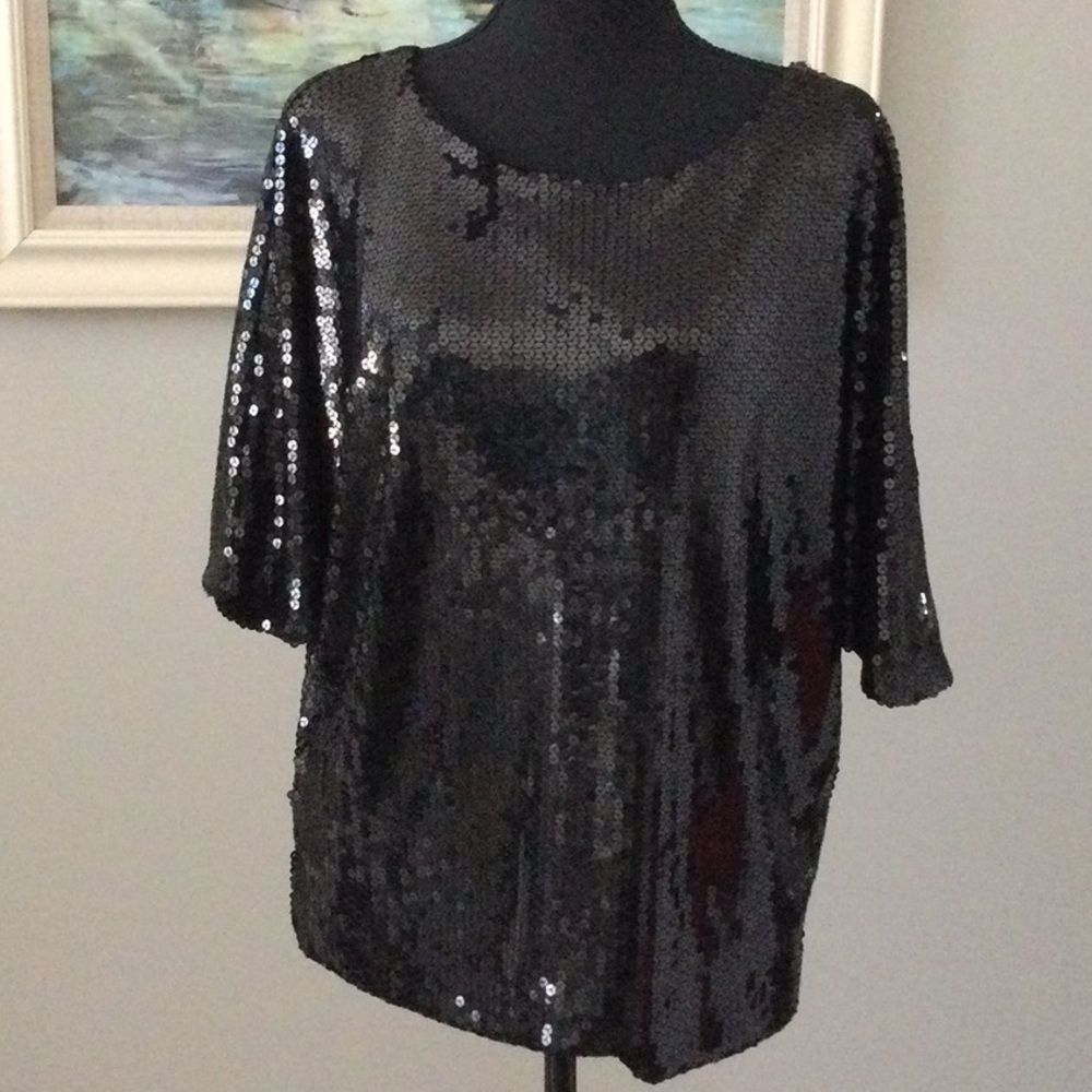 WD.NY Black Sequin Blouse